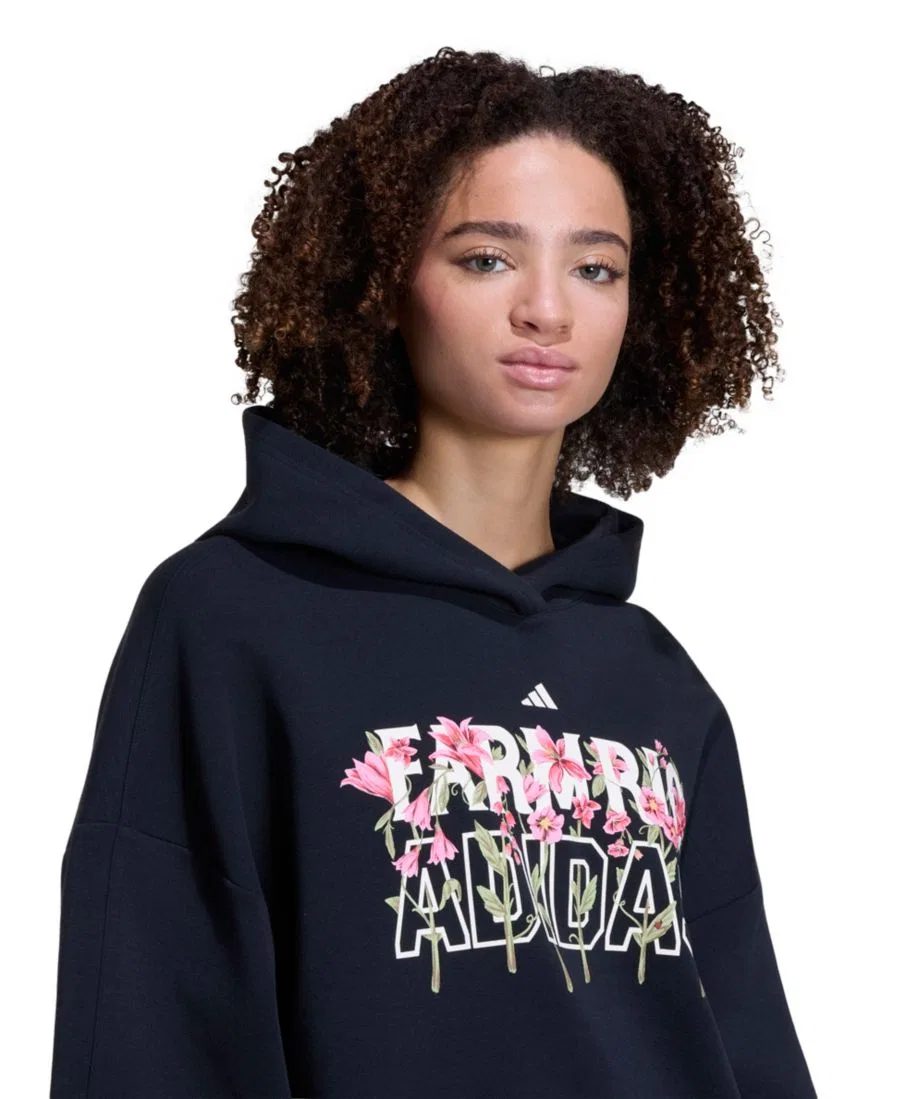 Худи с ярким цветочным принтом adidas x FARM Rio, Black/Cream White — фото 2