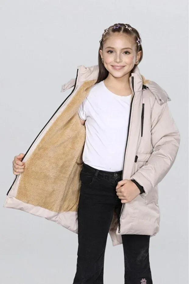 Детское пальто для девочек с длинным рукавом Arafım Butik, Ecru