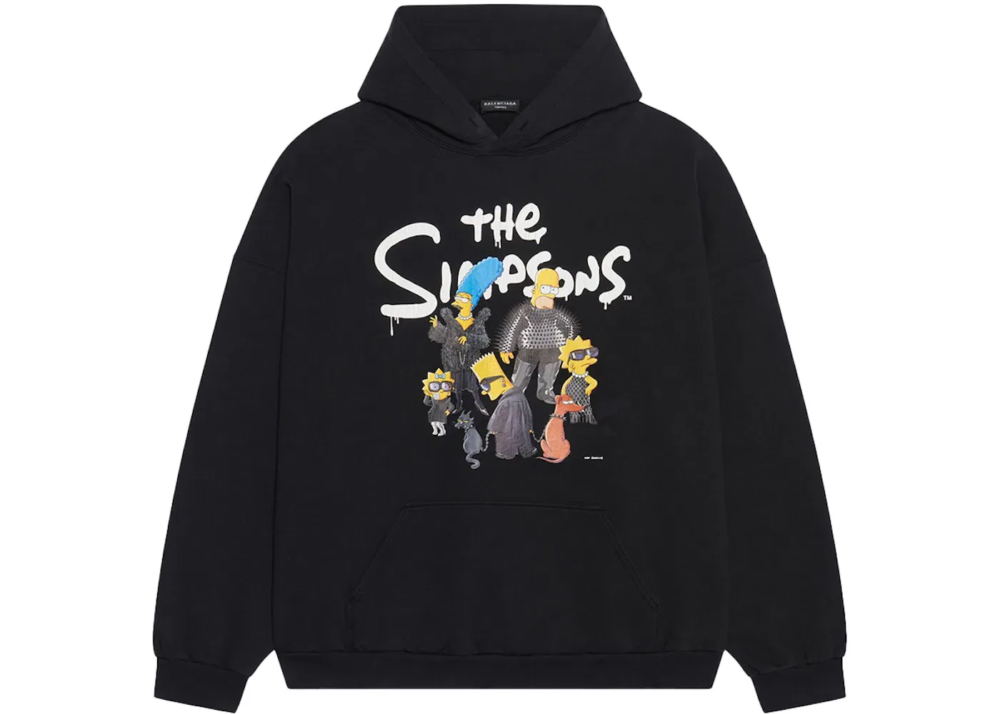 Мужской худи свободного кроя с принтом Balenciaga x The Simpsons Wide Fit Hoodie, Black