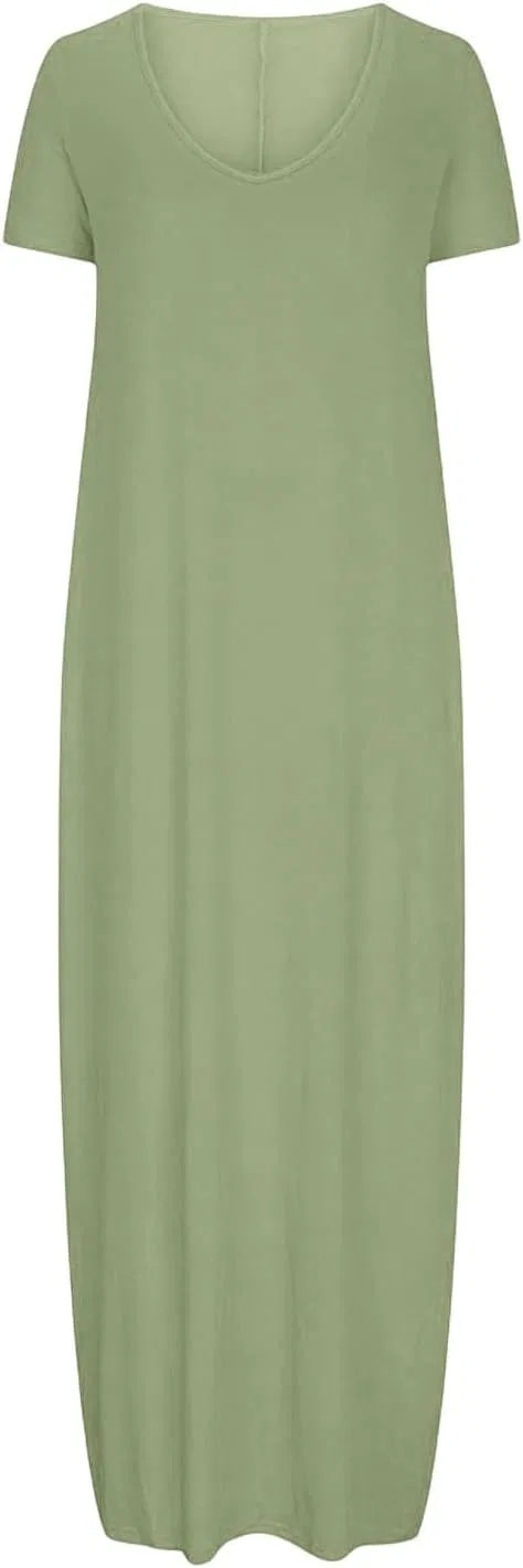 Женское платье-свиттер с V-образным вырезом, Maxi, Green — фото 3