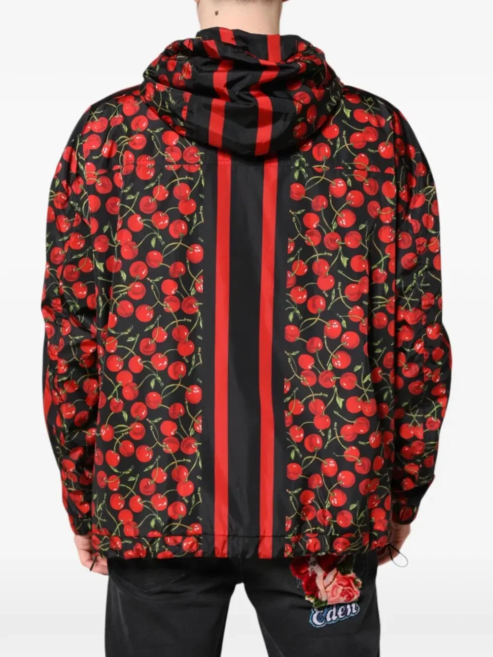 Куртка с капюшоном с вишневым принтом DOLCE & GABBANA, черный — фото 3