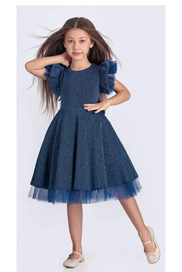 Детское платье для девочек с пайетками Glittery Shanzelize Mnk Baby&Kids, Indigo — фото 3