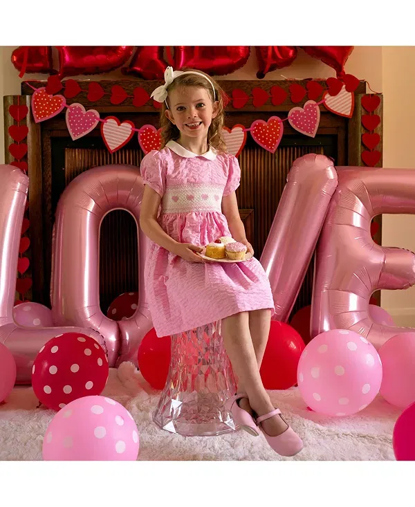 Детское платье для девочек с вышивкой Rachel Riley, розовый — фото 3