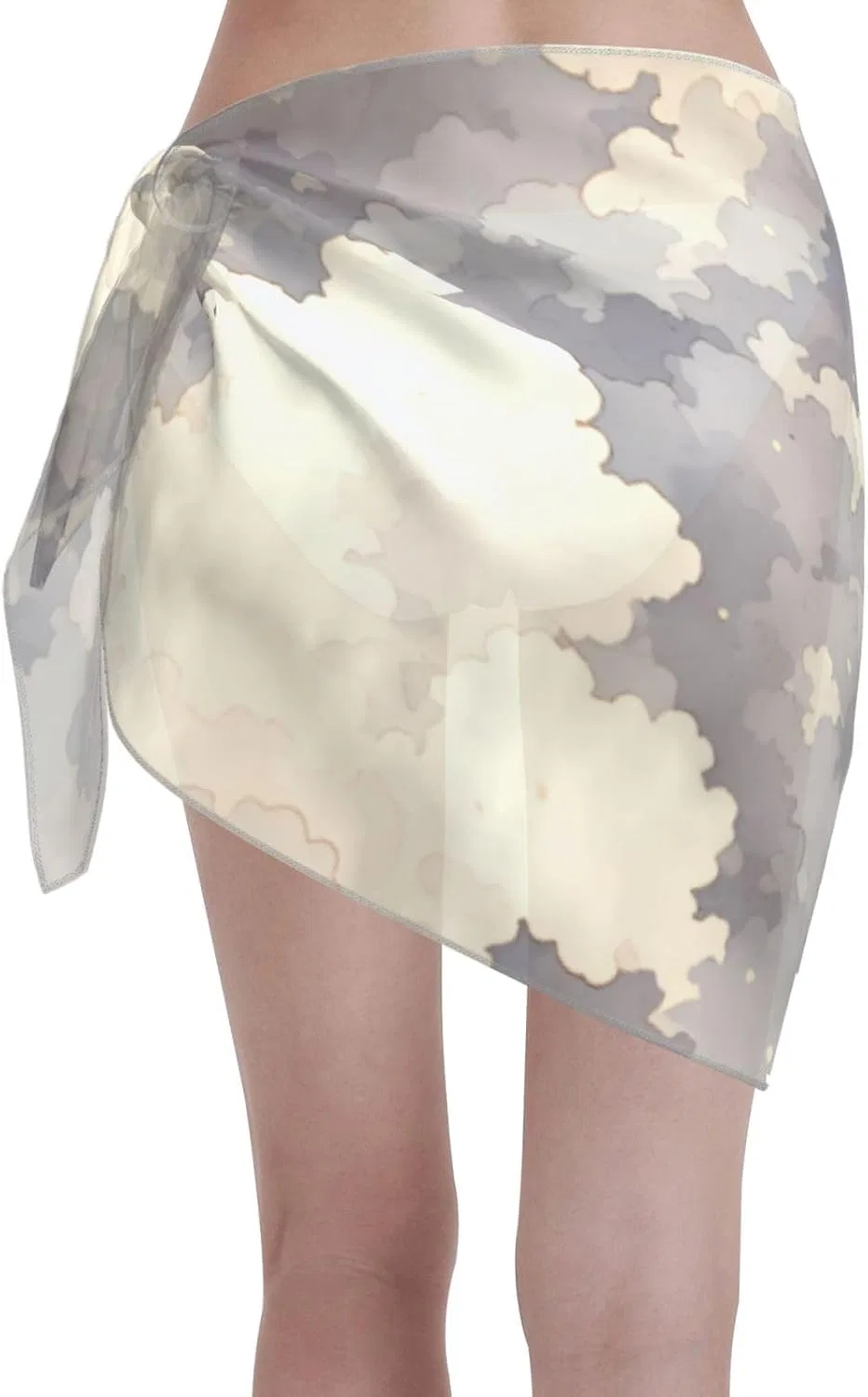 Женский пляжный саронг с принтом, 48x140 см, Polyester, Gray and White Tie Dye — фото 2