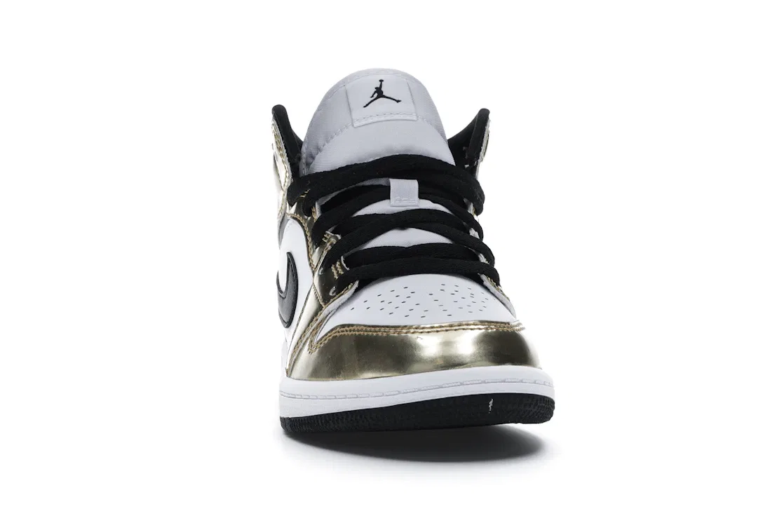 Детские кроссовки с металлическим покрытием Jordan 1 Mid Jordan, Metallic Gold/Black-White-Black — фото 2