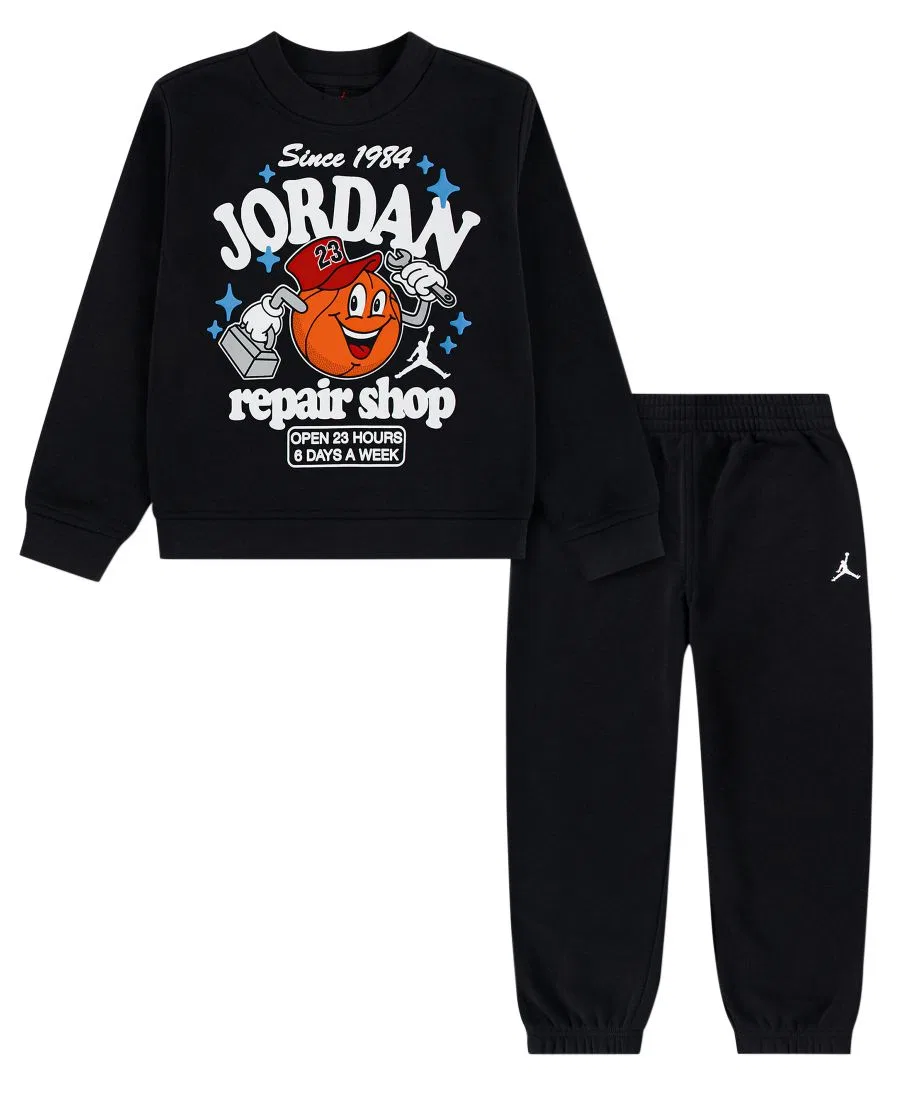 Комплект из лонгслива и брюк с принтом Jordan, Black