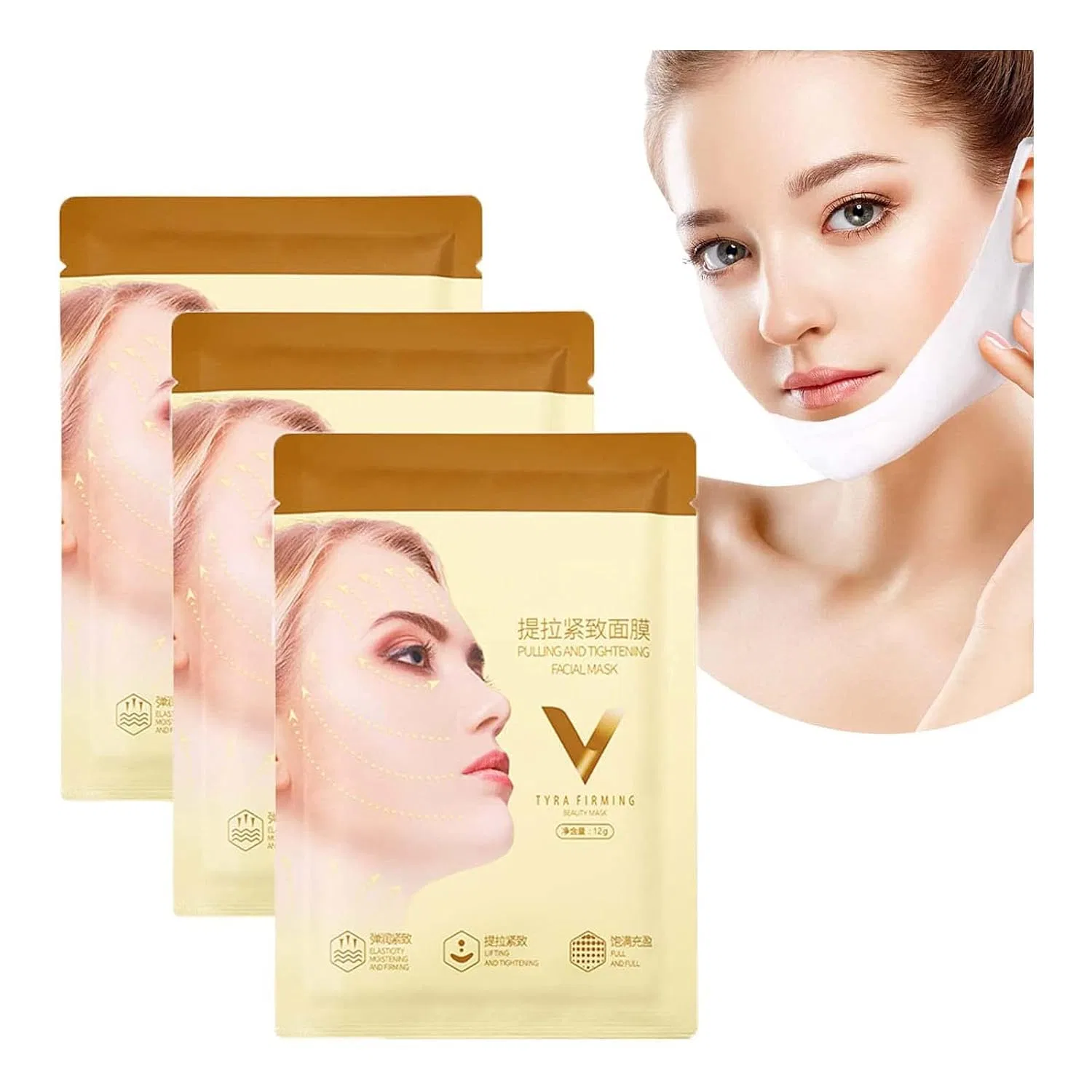 Маска для лица V-образная лифтинг, Niblido, набор 3 шт, 12 г