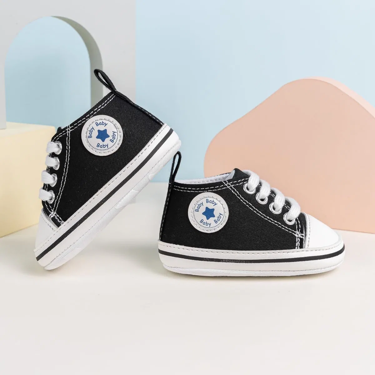 Детские кеды на шнуровке с мягкой подошвой KIDSUN, Black — фото 3