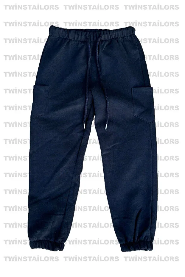 Детские спортивные штаны для девочек с начесом 3-шт Basics Twins Tailors, Navy Blue — фото 2