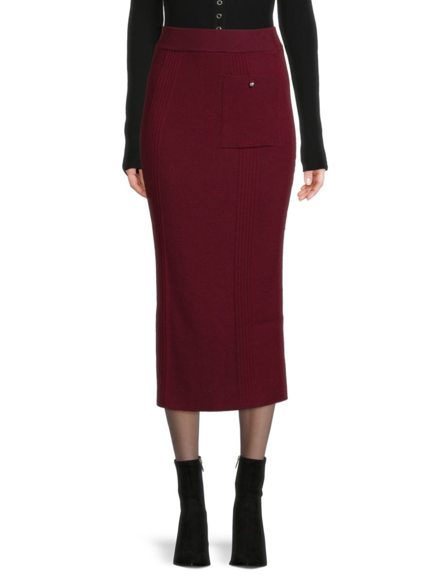 

Юбка-футляр миди из смеси мериносовой шерсти Sonia Rykiel, бордовый