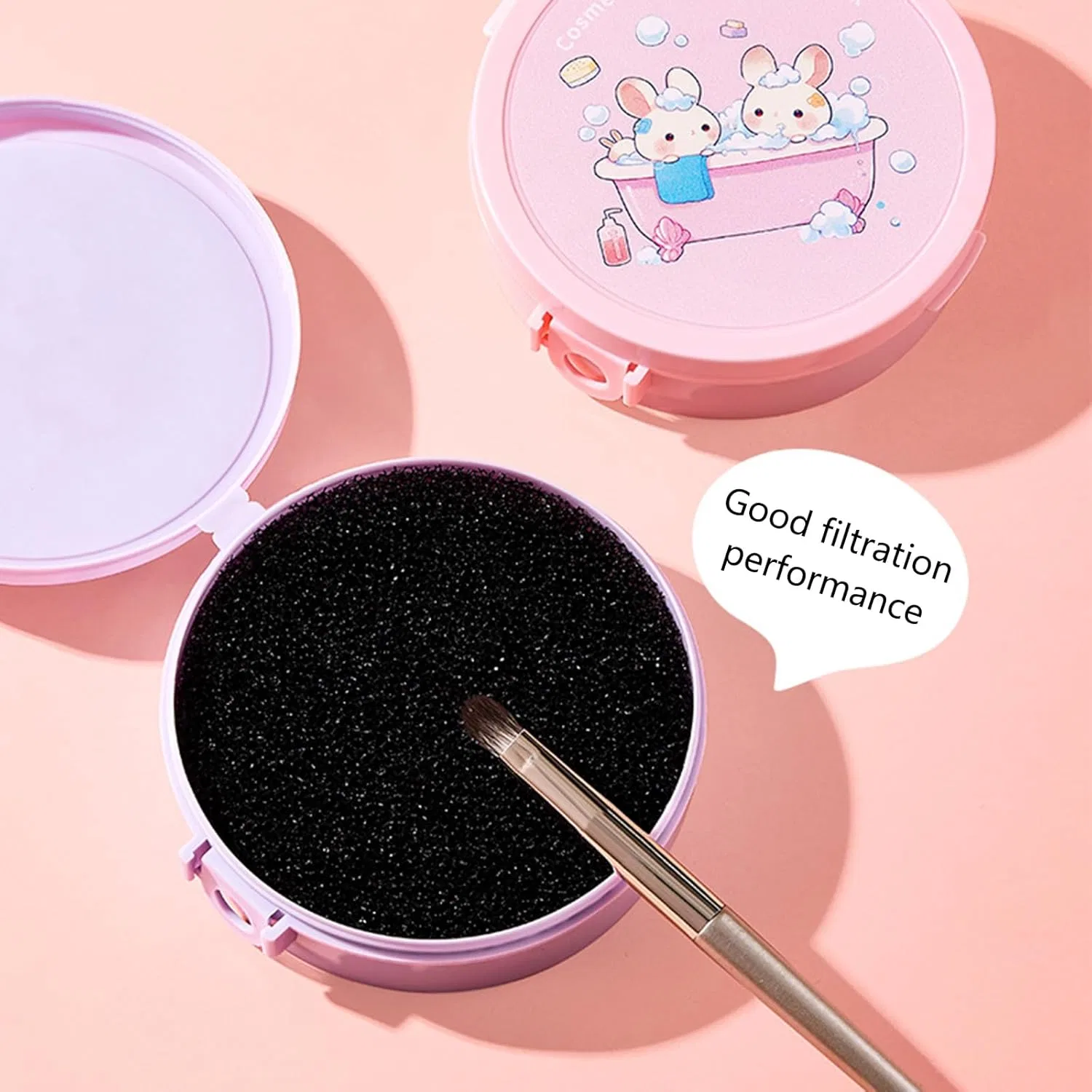 Набор для чистки кистей Portable Makeup Brush Box BEIGEKAKA, фиолетовый/розовый — фото 4