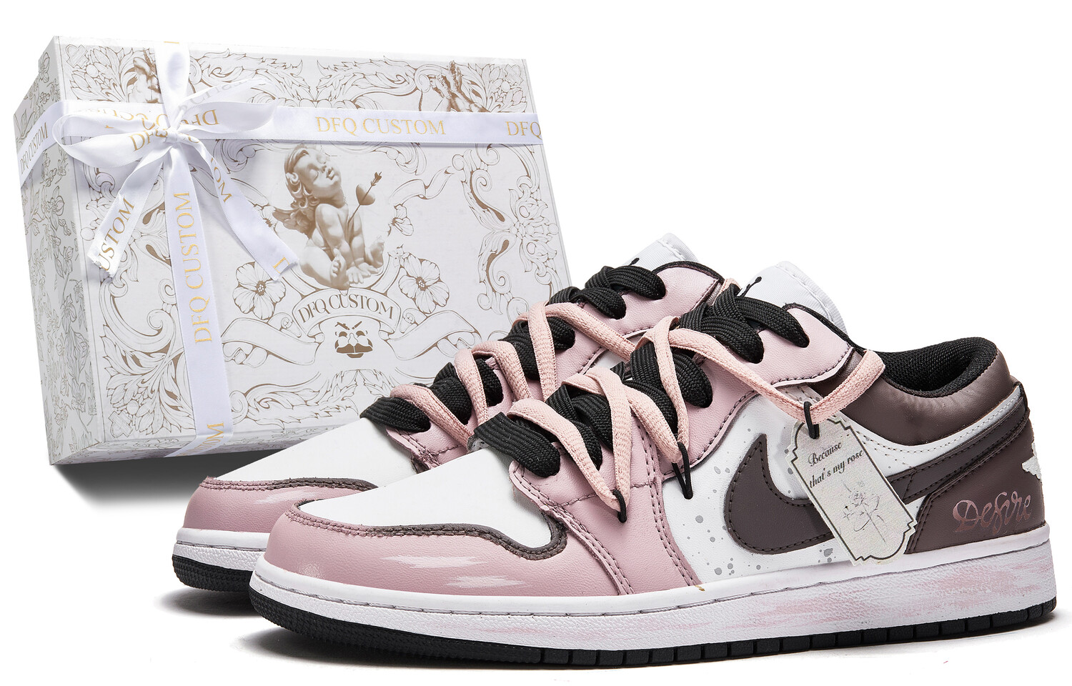 

Кроссовки Air Jordan 1 Vintage Basketball Shoes Women's Low-top Pink/Black, черный