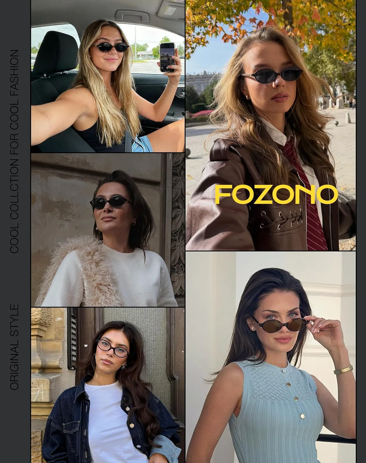 

Ретро овальные солнцезащитные очки для женщин, модные маленькие винтажные круглые солнцезащитные очки с защитой от УФ-излучения Fozono, Black Frame/Brown Lens