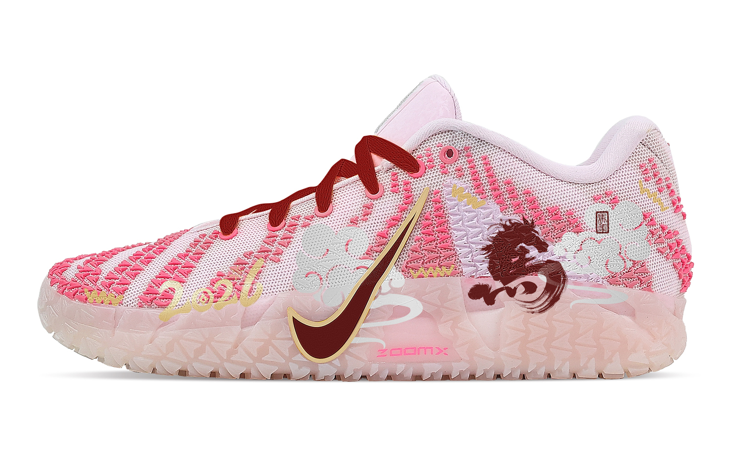 

Nike Мужские низкие баскетбольные кроссовки Ja Morant 3 Lucky Cloud New Year Blessing Rebound Grip, розовые
