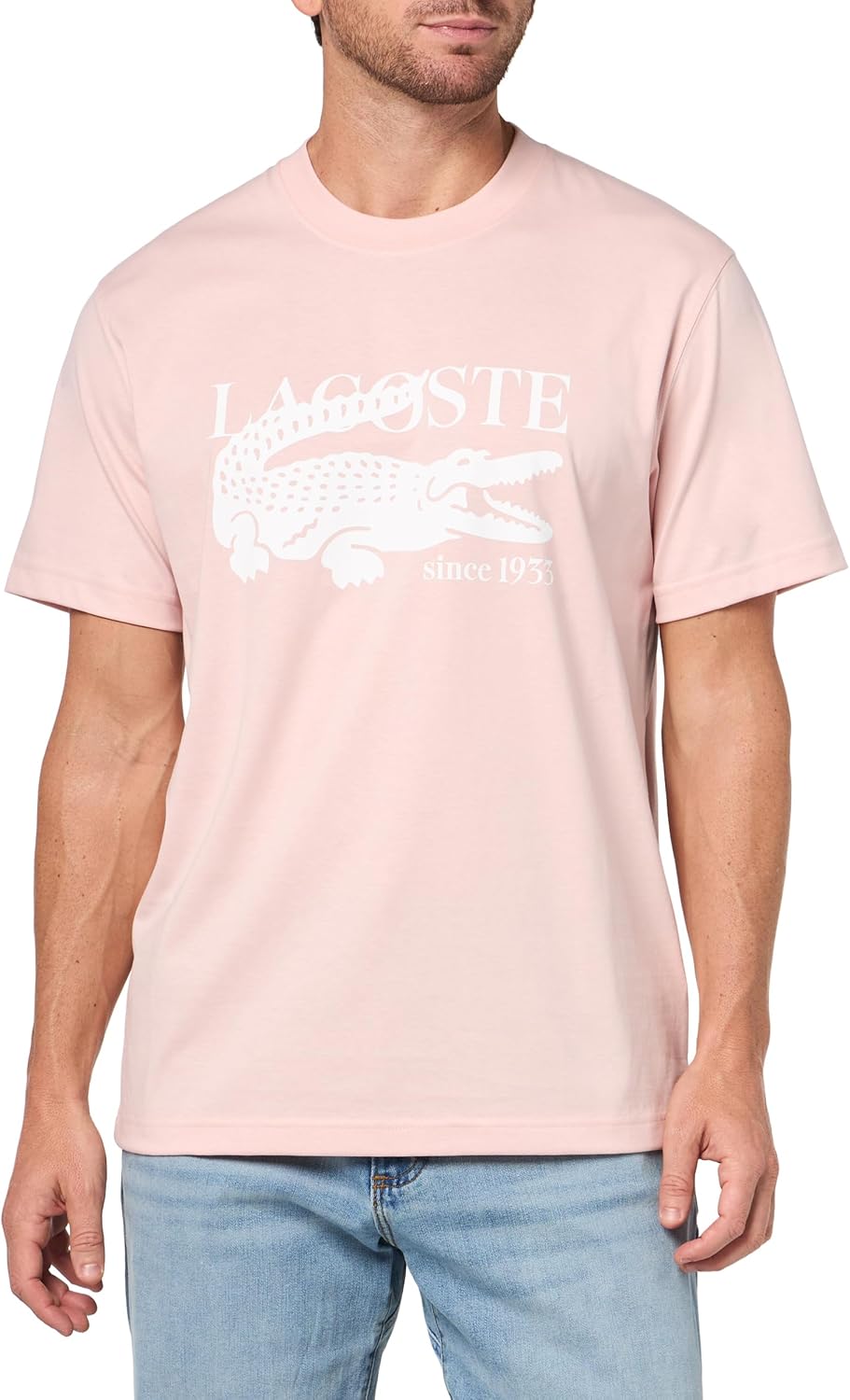 

Мужская футболка Lacoste Classic Fit с круглым вырезом и коротким рукавом, фирменная, Nidus