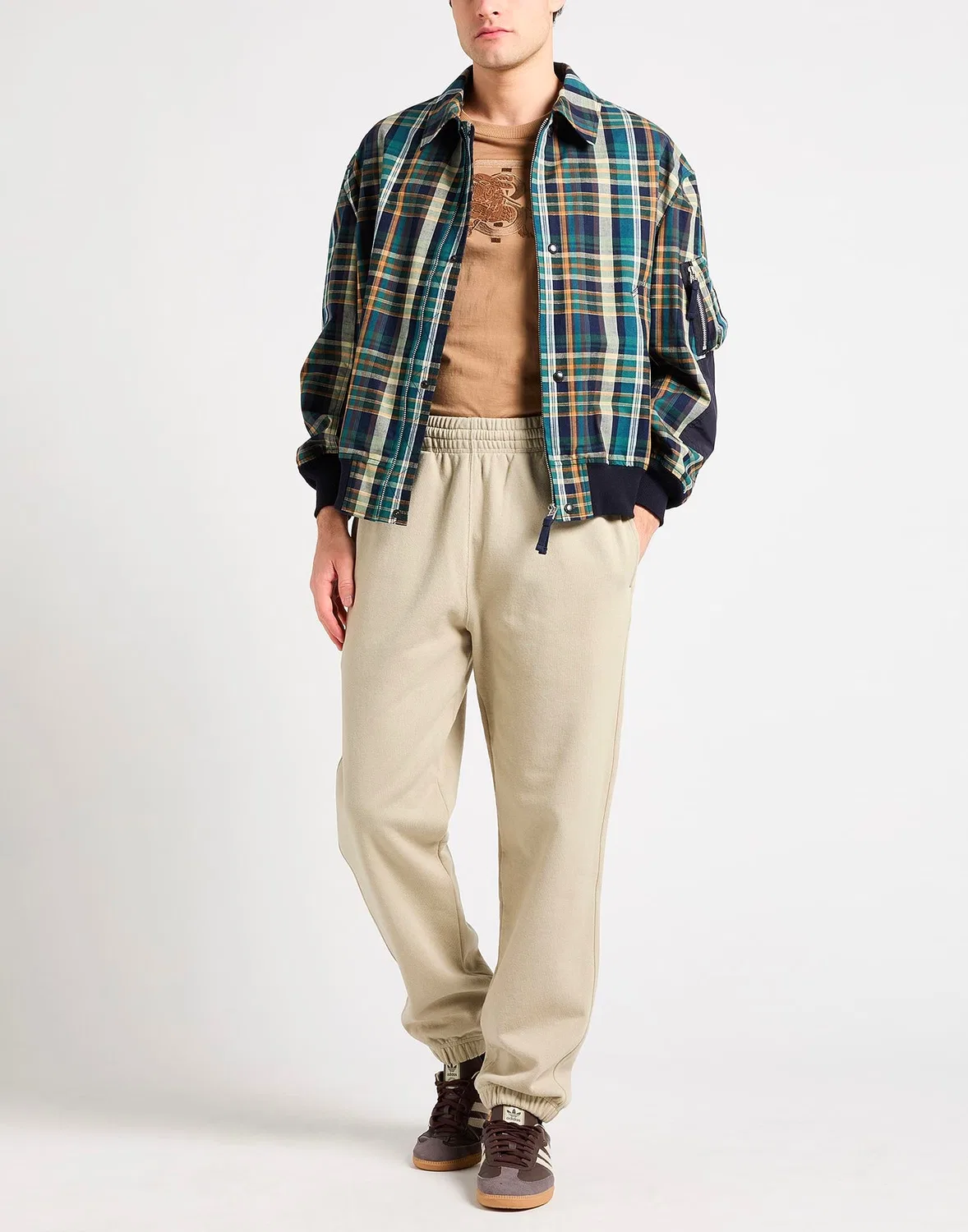 Штаны спортивные мужские BURBERRY на флисе, свободный крой, цвет хаки — фото 2
