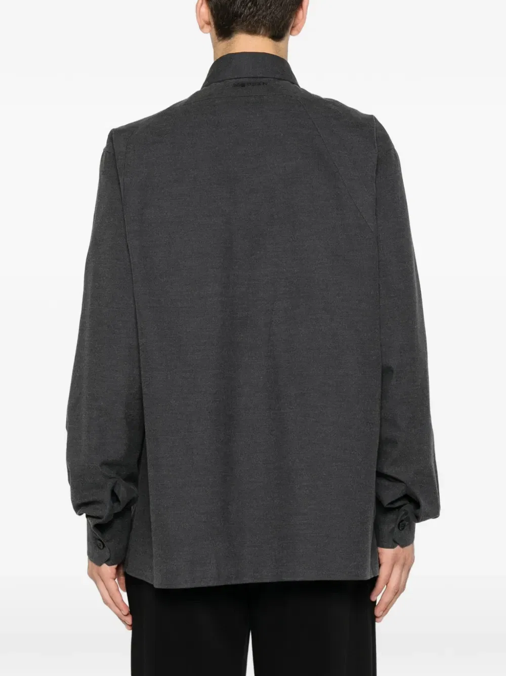 Рубашка-overshirt с детальной упряжью и накладными карманами Alexander McQueen, серый — фото 4