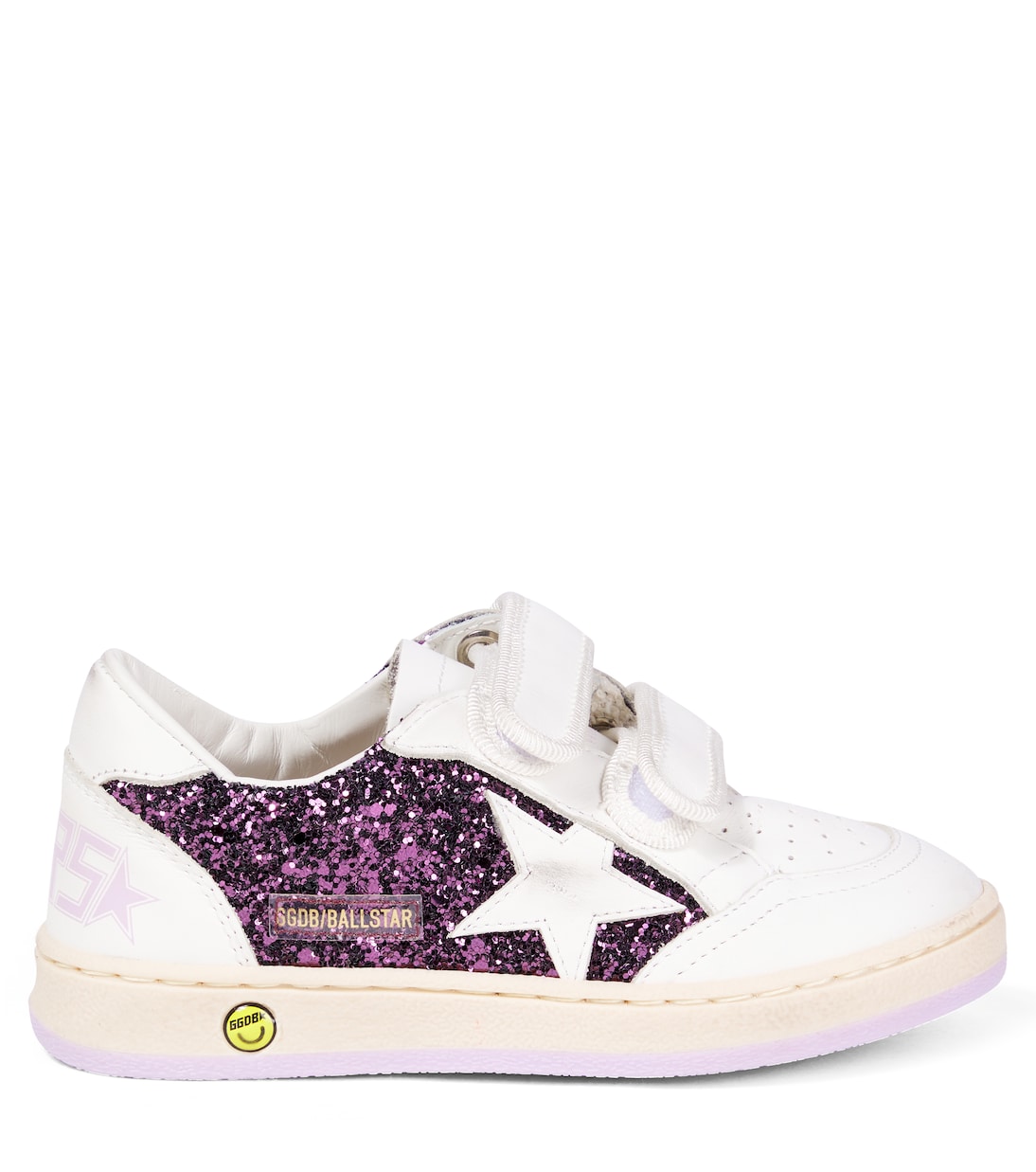 Кроссовки Ball Star с блестками и кожаными вставками Golden Goose Kids, Purple/White — фото 3