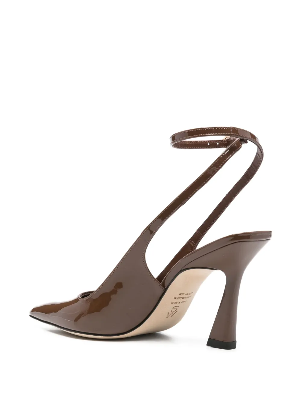 Туфли-лодочки из лакированной кожи с ремешком на щиколотке Stuart Weitzman, коричневый — фото 3