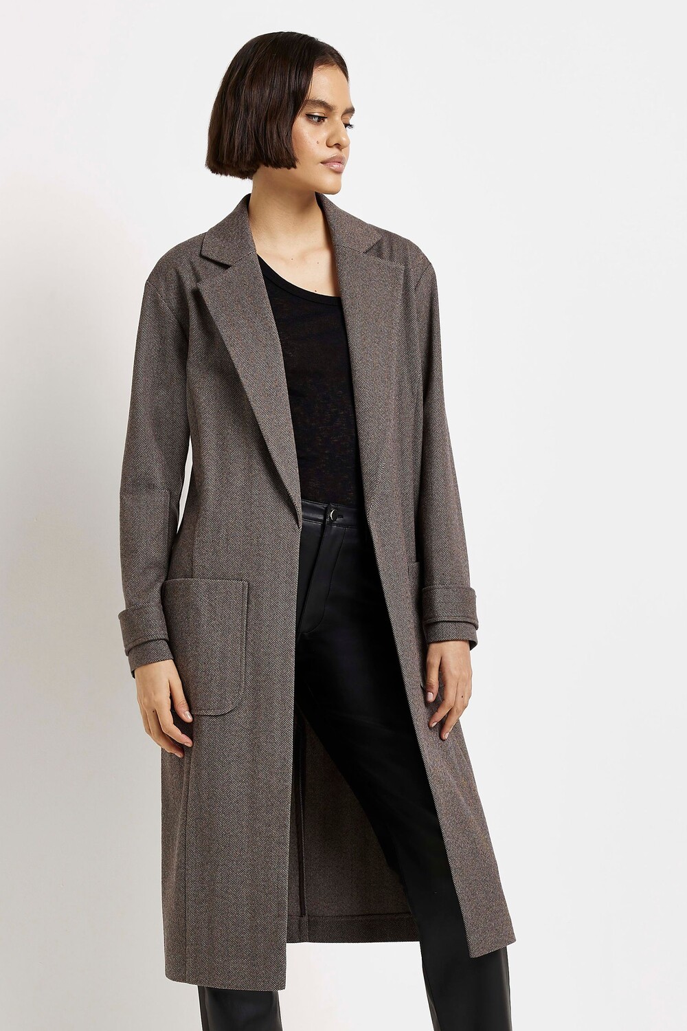 

Коричневая дождевик с накладными карманами River Island, коричневый