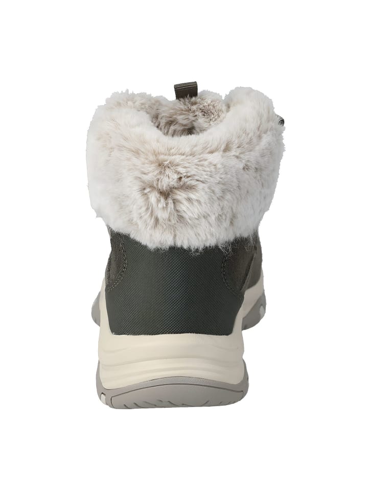 Женские зимние ботинки Skechers TREGO с меховой опушкой, оливковый — фото 2