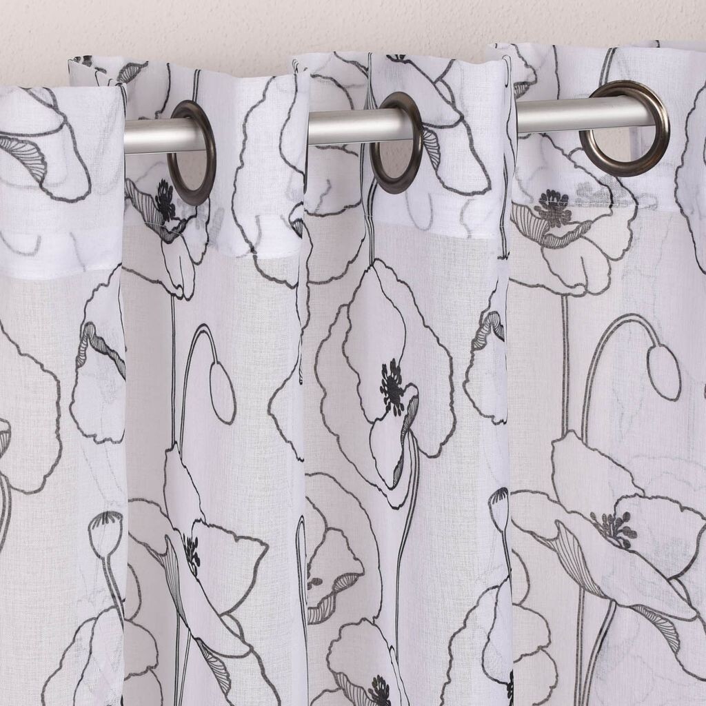 

Шторы готовые шторы-вуали 150 х 130 см с циркониевой серебряной полосой светло-серые Stof, белый