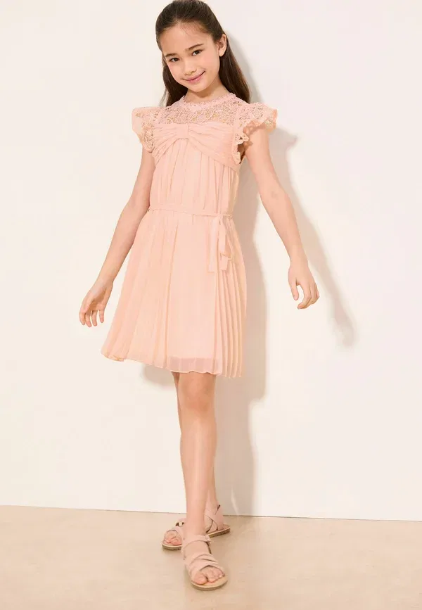 Платье повседневное Regular fit bow yolk pleated day dress Lipsy, розовый