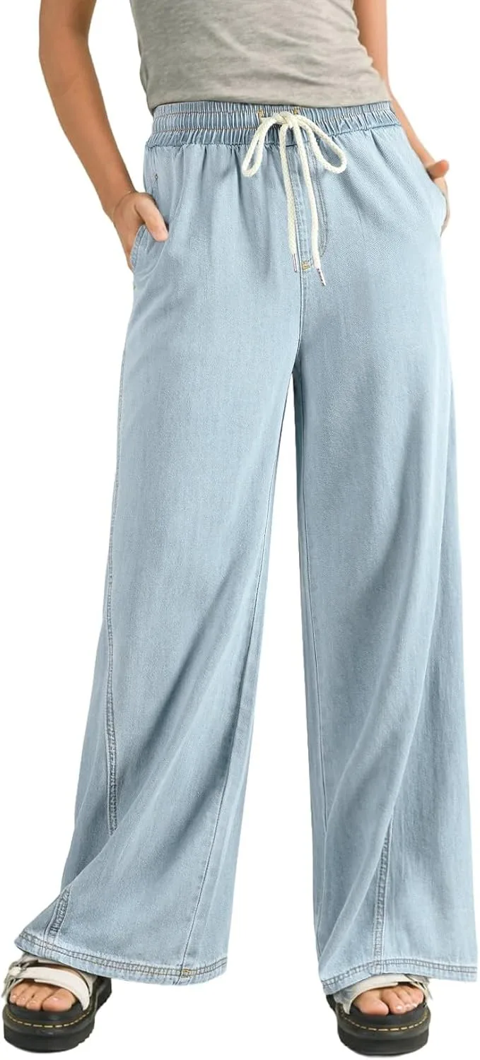 

Sidefeel женские джинсы широкие с высокой талией и эластичным поясом