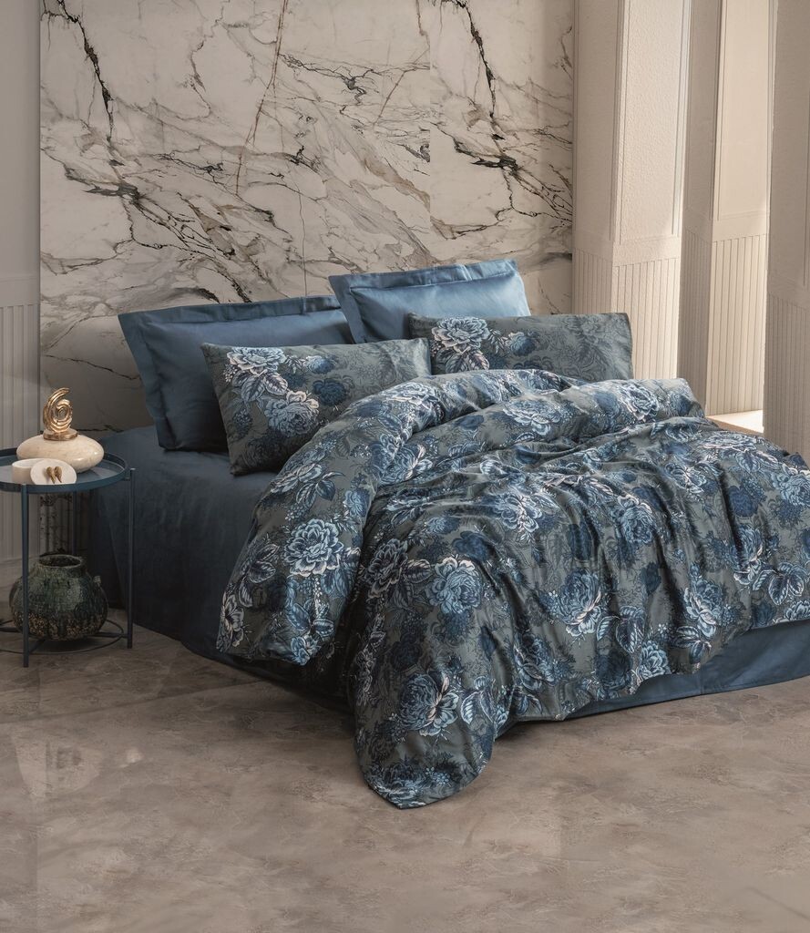

L'Essentiel Linge de Maison, Liza - Petrol Blue, комплект двойных пододеяльников из сатина (DE), бирюзовыйово-синий, 100 % хлопковый сатин, 200 x 200 см