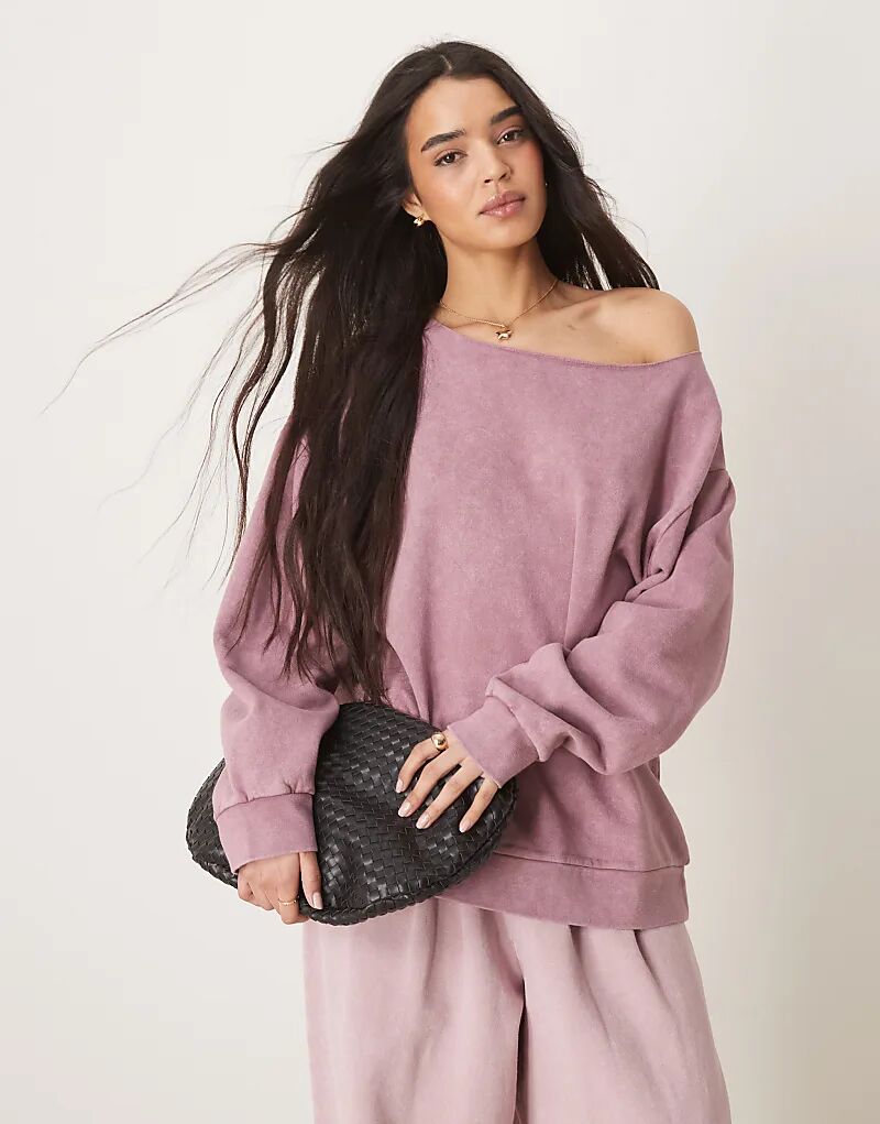

Толстовка с открытыми плечами в выстиранном фиолетовом цвете ASOS DESIGN