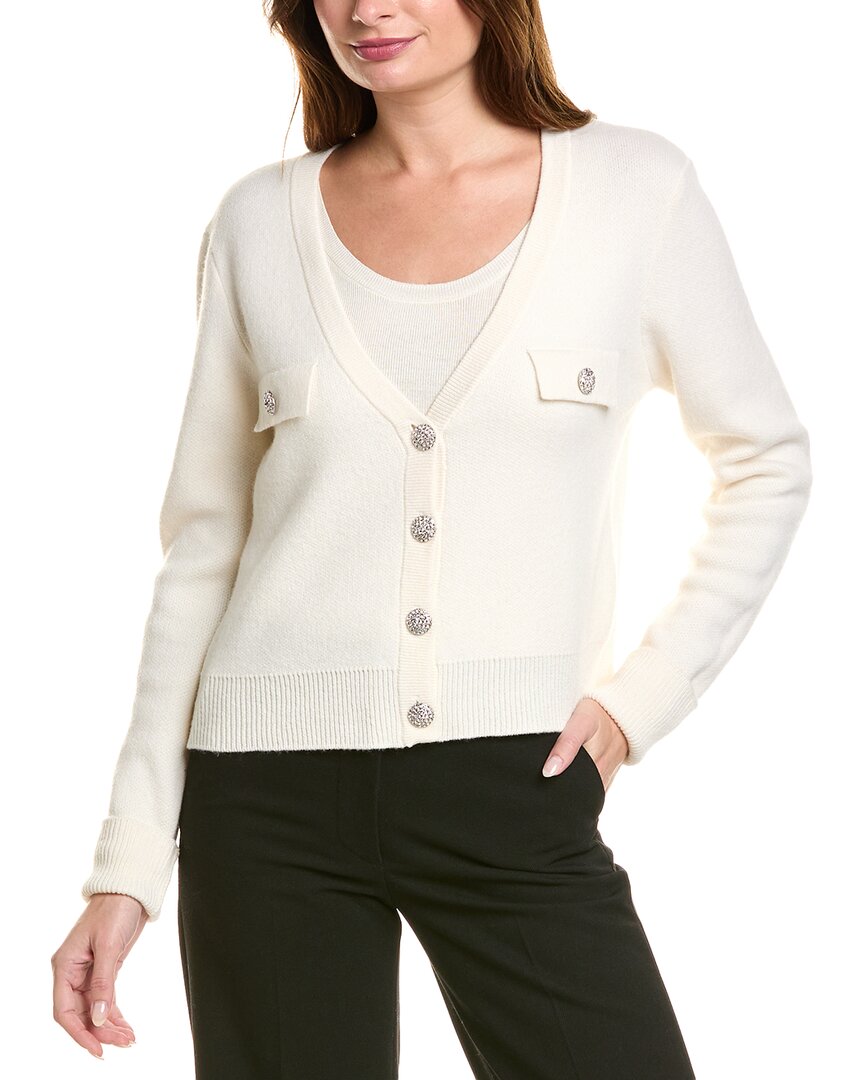 

Кардиган Elie Tahari Jewel Button из смеси шерсти и кашемира, цвет snow