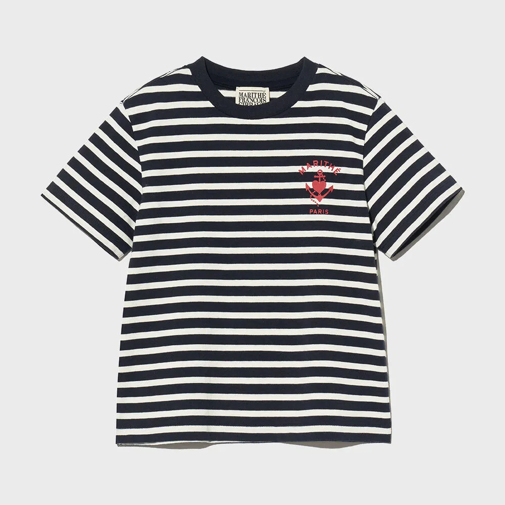 Детская футболка в полоску с коротким рукавом Marithé Kids синяя от Marithé Kids — фото 2