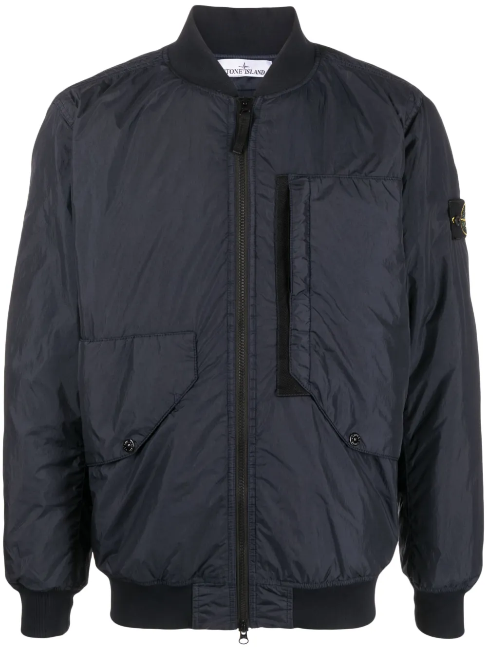 

Бомбер со вставками Stone Island, синий