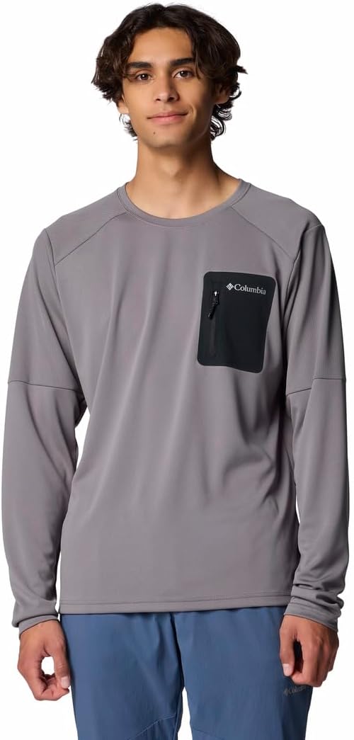 

Футболка Columbia Mens Tech Knit Long Sleeve Crew, City Grey/Black