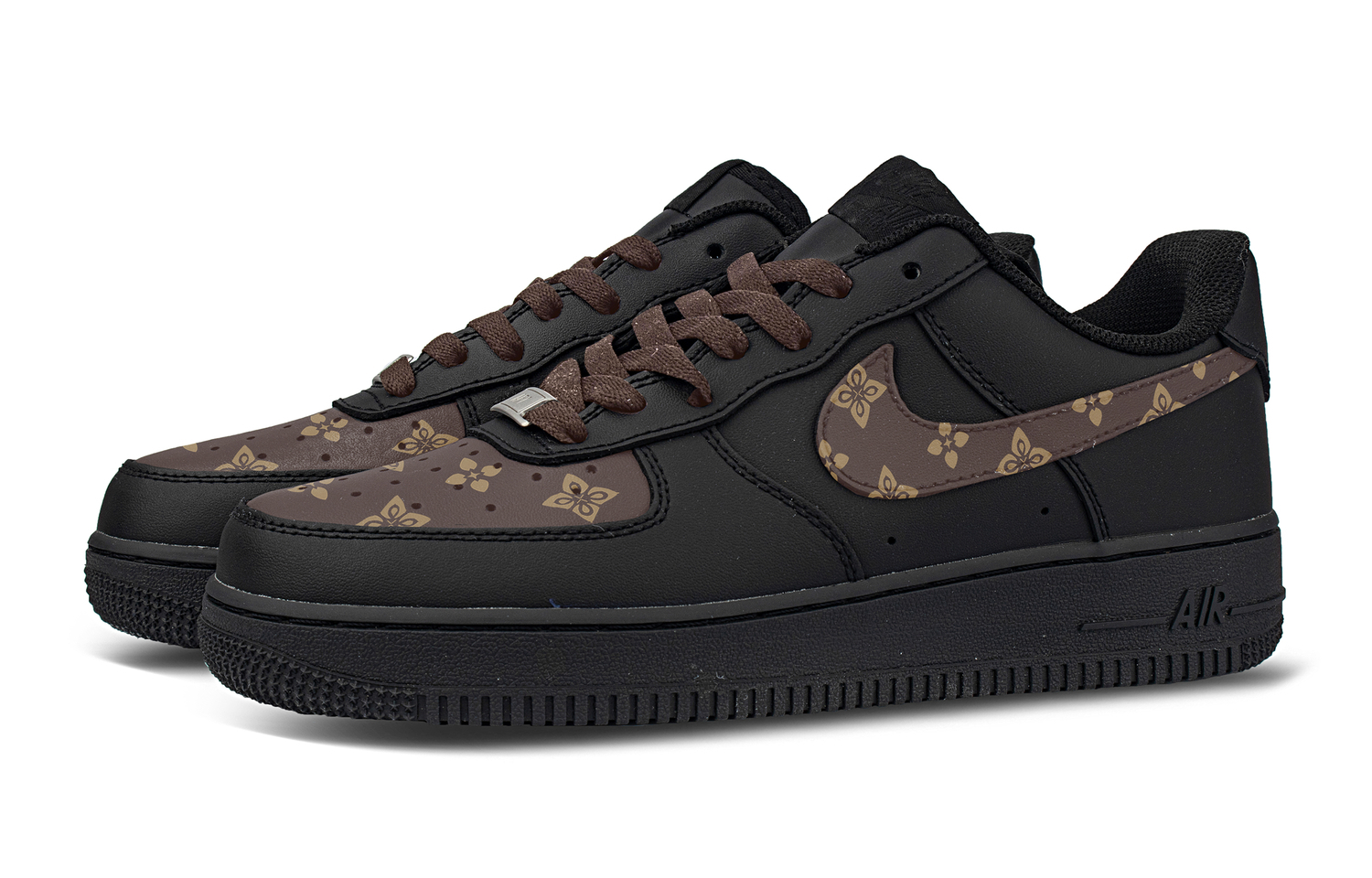 Nike Air Force 1 Vientiane Кожаные Устойчивые к Истиранию и Скольжению Низкие Кроссовки для Скейтбординга Мужские Black Brown — фото 4