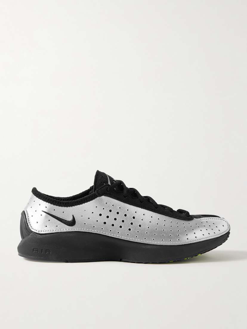 Кроссовки Air Superfly из замши и перфорированной металлизированной кожи Nike, серебряный