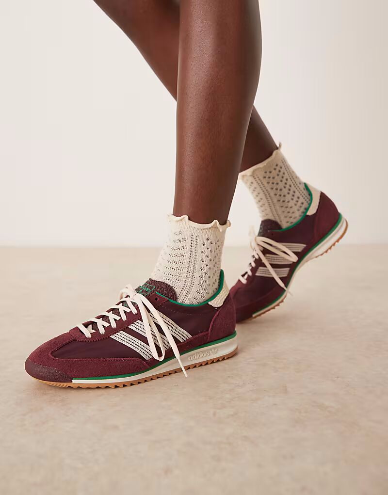 Кроссовки Adidas Originals SL 72 OG с отделкой крючком в бордовом цвете - эксклюзивно на ASOS