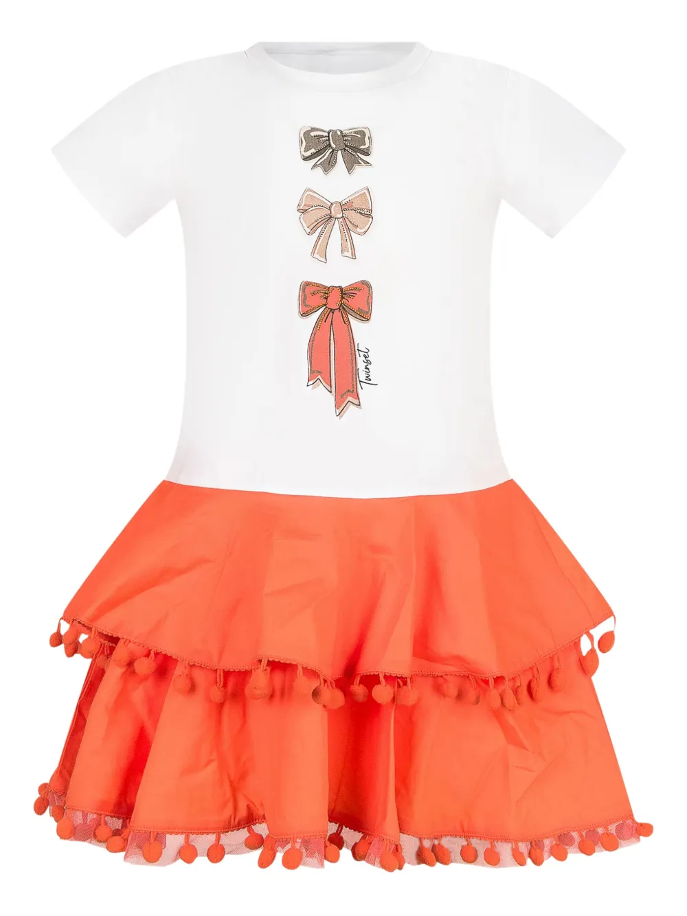 

Платье с оборками и принтом TWINSET Kids, оранжевый