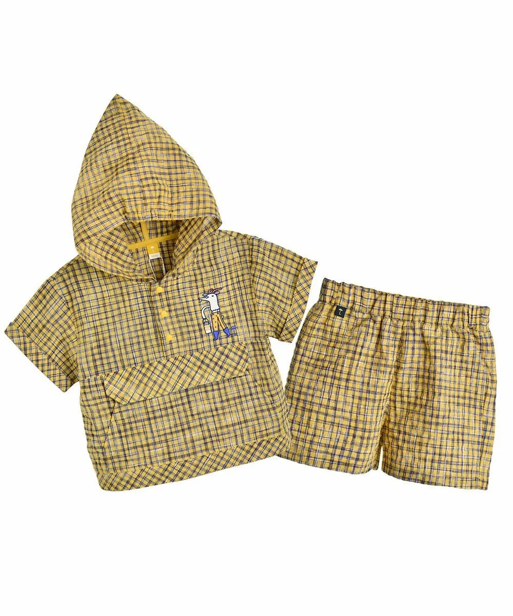 Комплект из куртки-анорака и брюк в клетку с животным рисунком Moimoln, Yellow