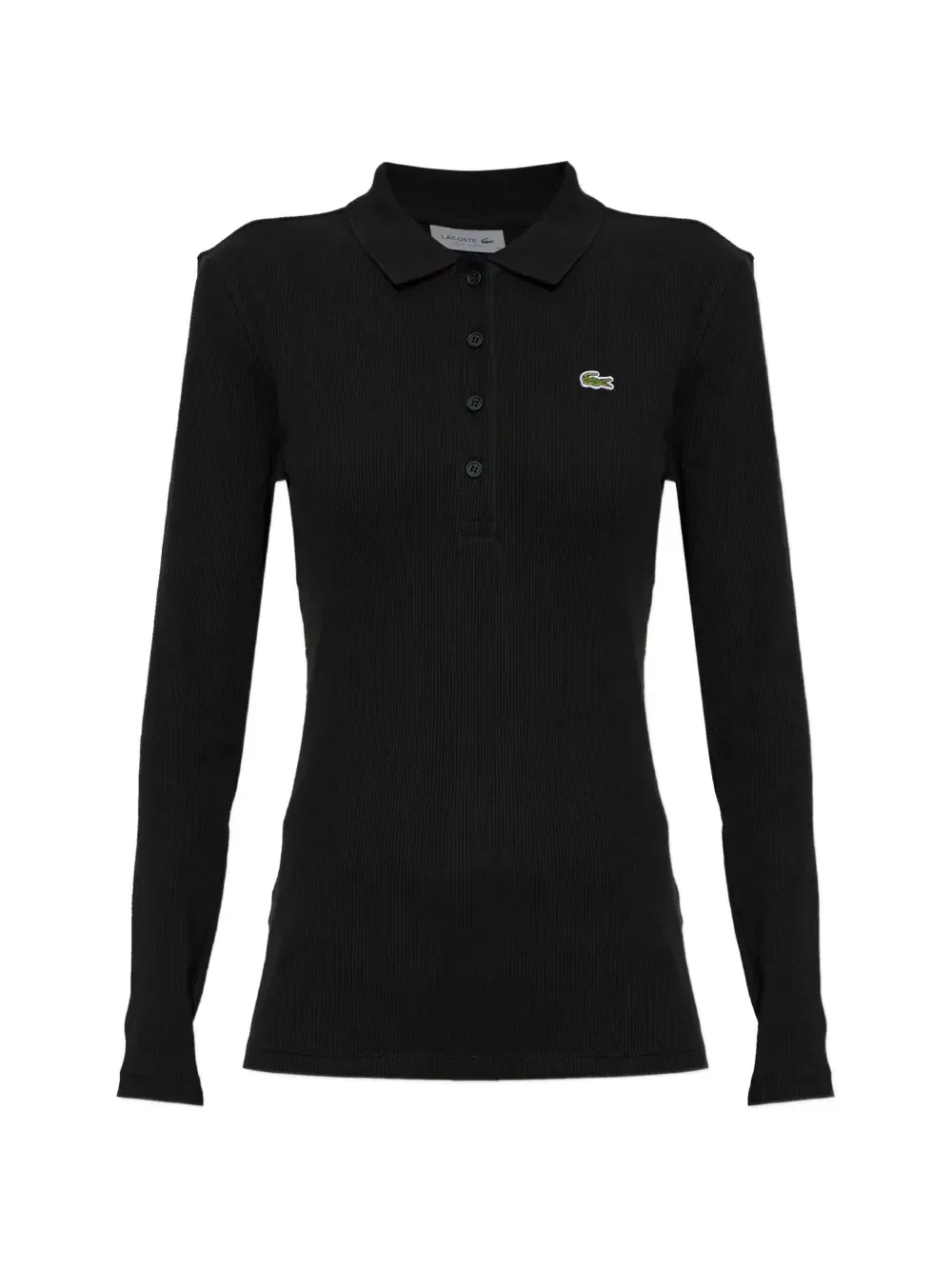 Рубашка-поло с длинным рукавом в рубчик Lacoste, черный