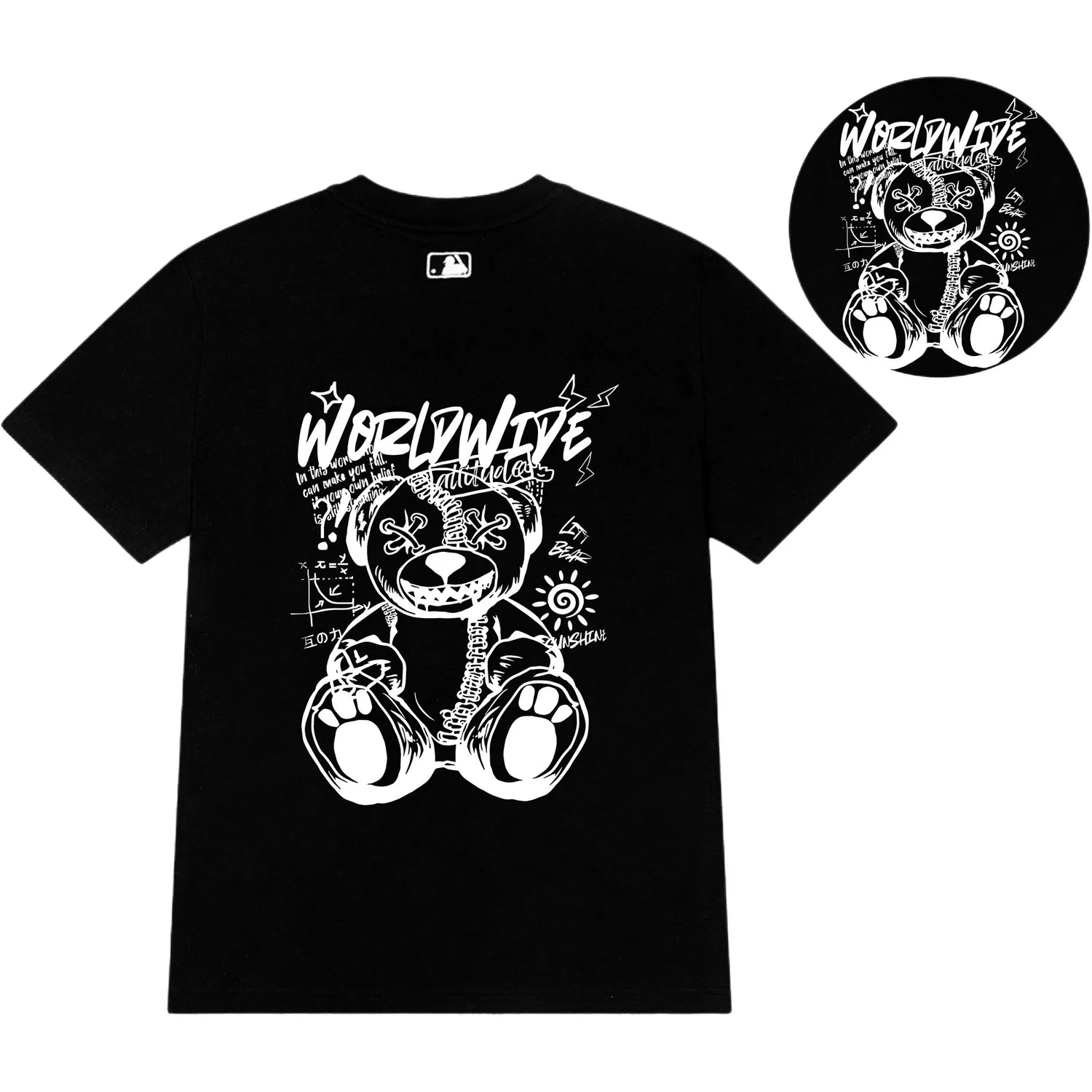 Детская футболка с принтом Unisex Black Crew Neck Moderate MLB — фото 3