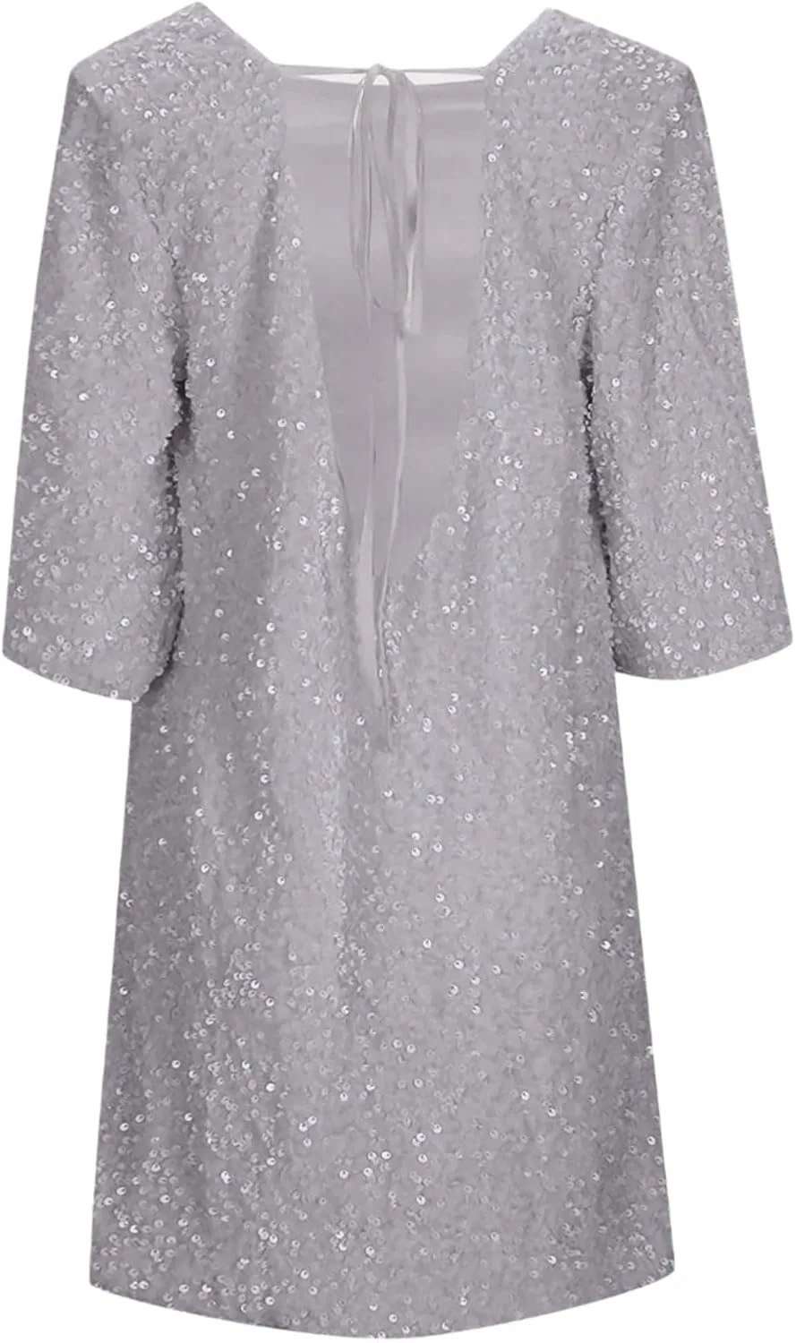 Женское блестящее мини-платье с открытой спиной Half Sleeve, Grey — фото 3