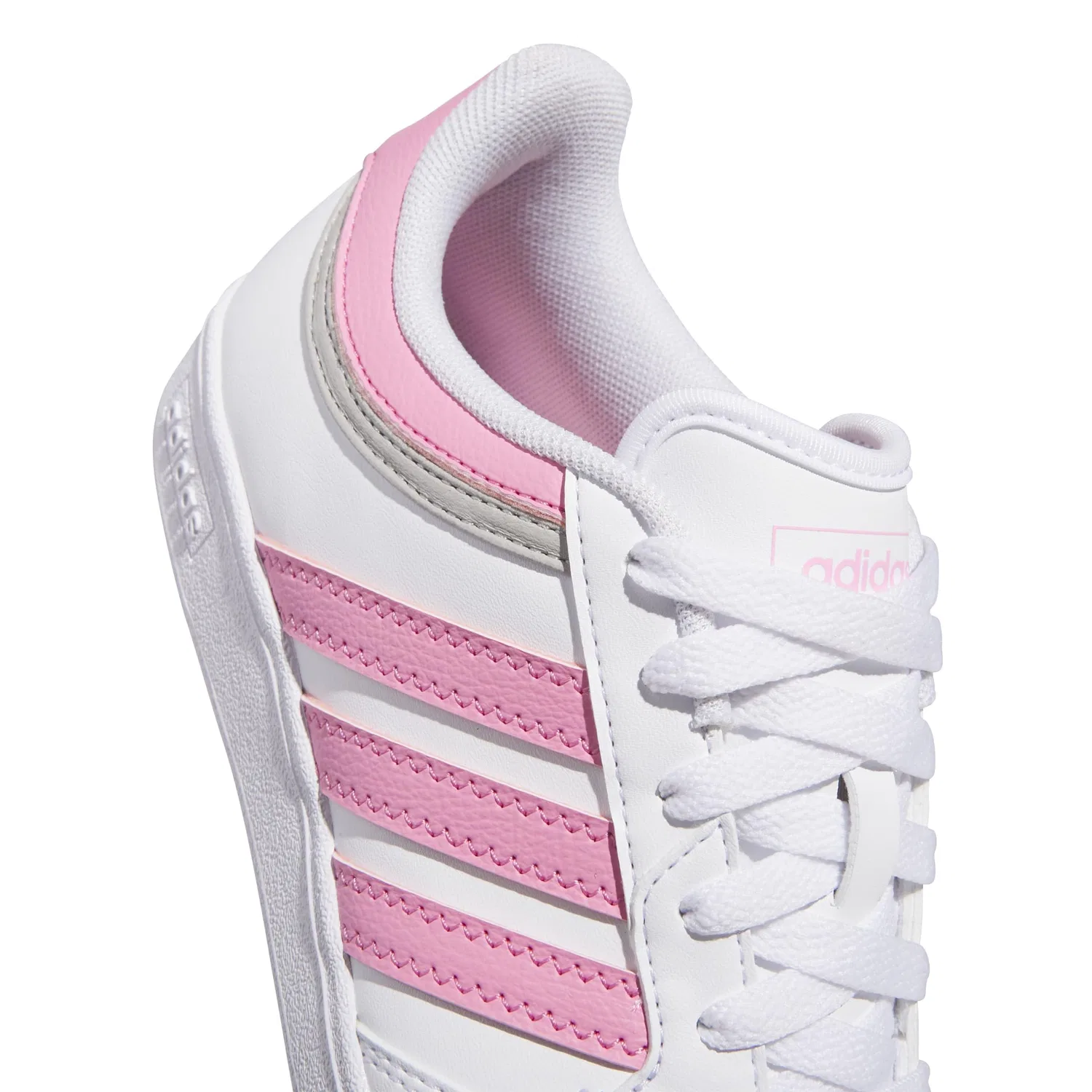 Детские кроссовки для мальчиков на шнуровке Hoops 4.0 Adidas, Ftwr White Pink Fusion Grey Two — фото 4