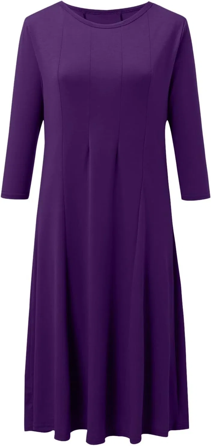 Женское платье А-силуэта с плиссированным подолом Long Sleeve, Purple — фото 2