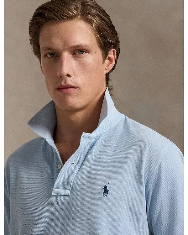 Мужская рубашка поло с оригинальной посадкой Original fit mesh polo shirt Polo Ralph Lauren, Southport Blue — фото 4
