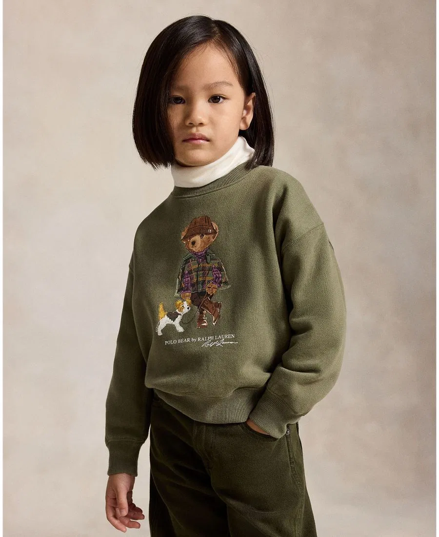 Детский свитшот с длинным рукавом и принтом Polo Bear Polo Ralph Lauren, Cruise Olive