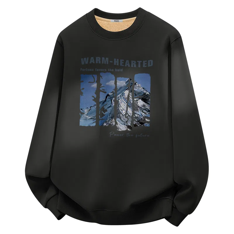 Детский свитшот утепленный MINISO, Sherpa Thermal Dark Gray (Frozen Snow Mountains)