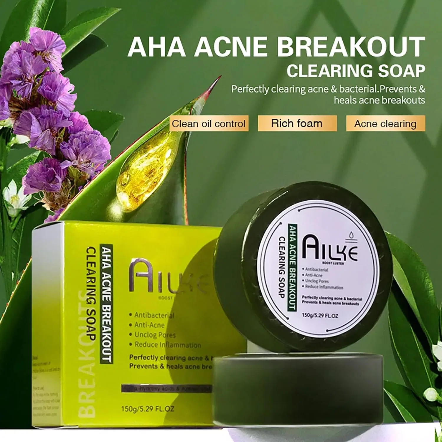 Мыло для умывания AHA, AILKE BOOST LUSTER, набор 3 шт, 150 г, 3 Items — фото 2