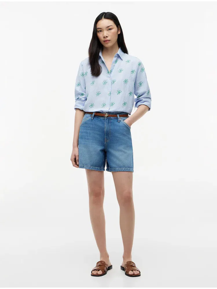 Рубашка с длинным рукавом оверсайз из льна TOMMY HILFIGER, Royal Blue — фото 2