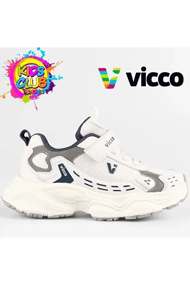 Детские кроссовки для девочек с фиксацией липучкой Vicco, Белый